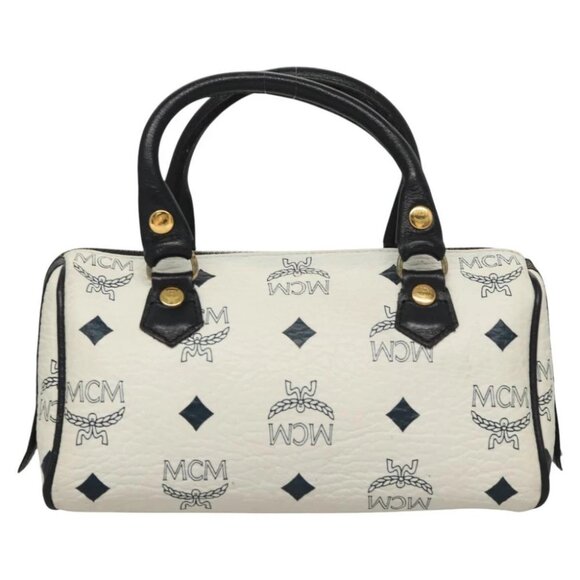 MCM Vicetos Logogram Hand Bag PVC Leather 2way White - Picture 3 of 16